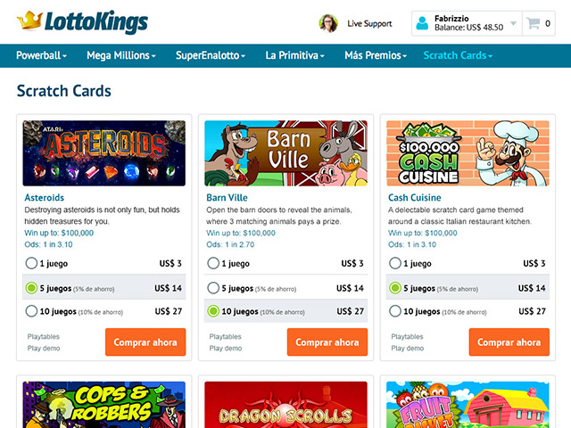 LottoKings Scratch Cards
