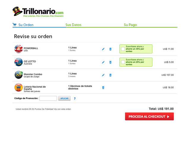 WinTrillions Cart Page